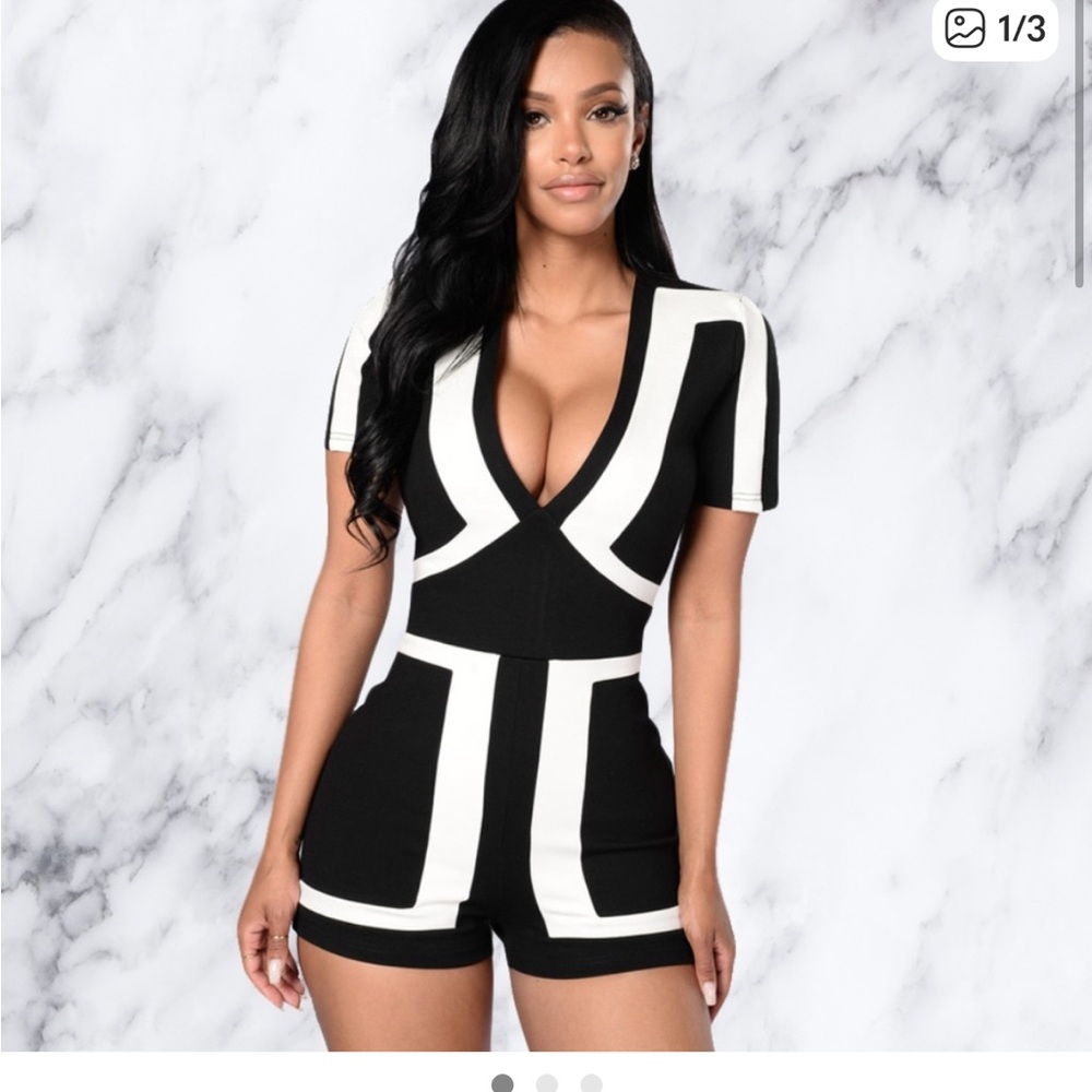 Black and White Patterned Romper